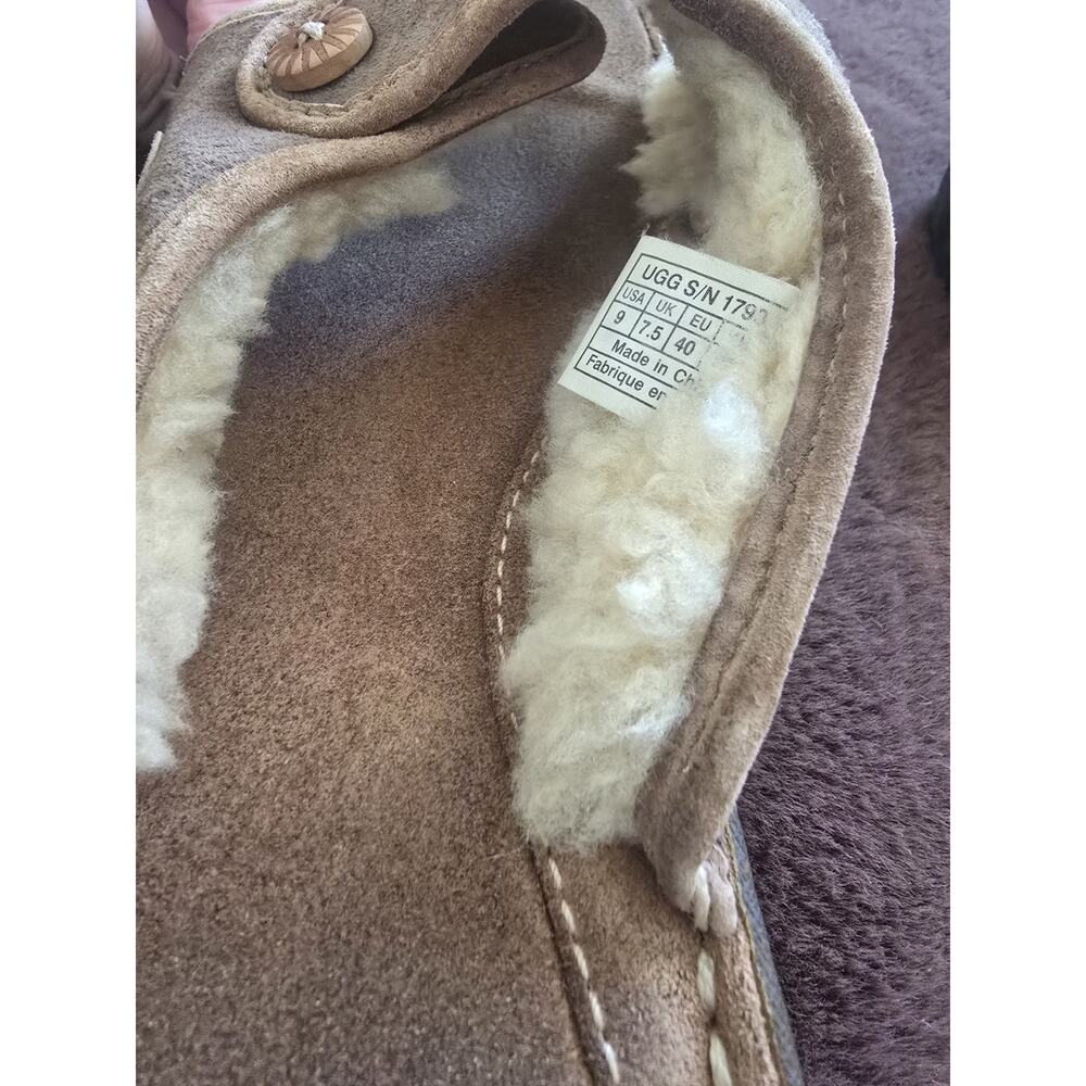 UGG Kalama Sandals Slides 1793 Brown Suede Sheepskin Shearling Lining Women's 9 - Picture 6 of 8